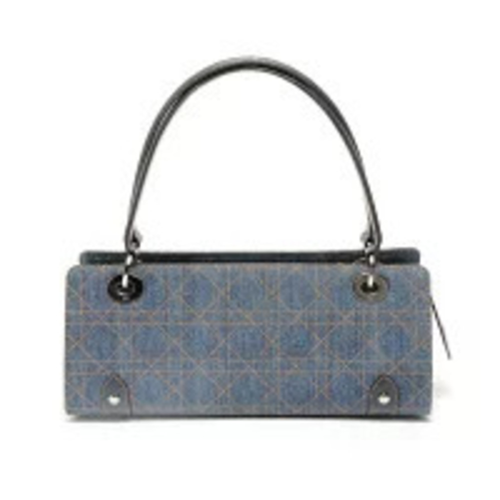 Christian Dior Cannage Denim Shoulder Bag Navy Blue